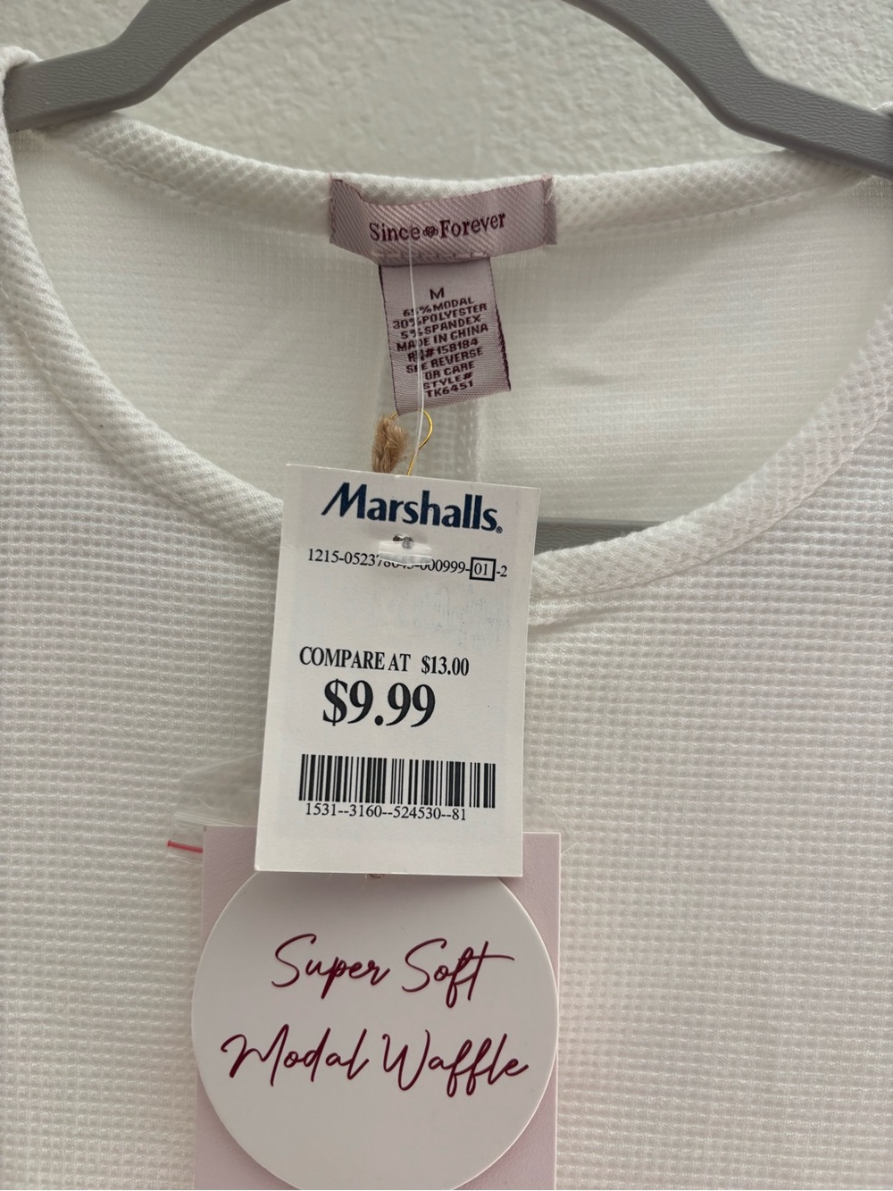 Forever 21 Men White Modal Waffle Short Sleeve Tee